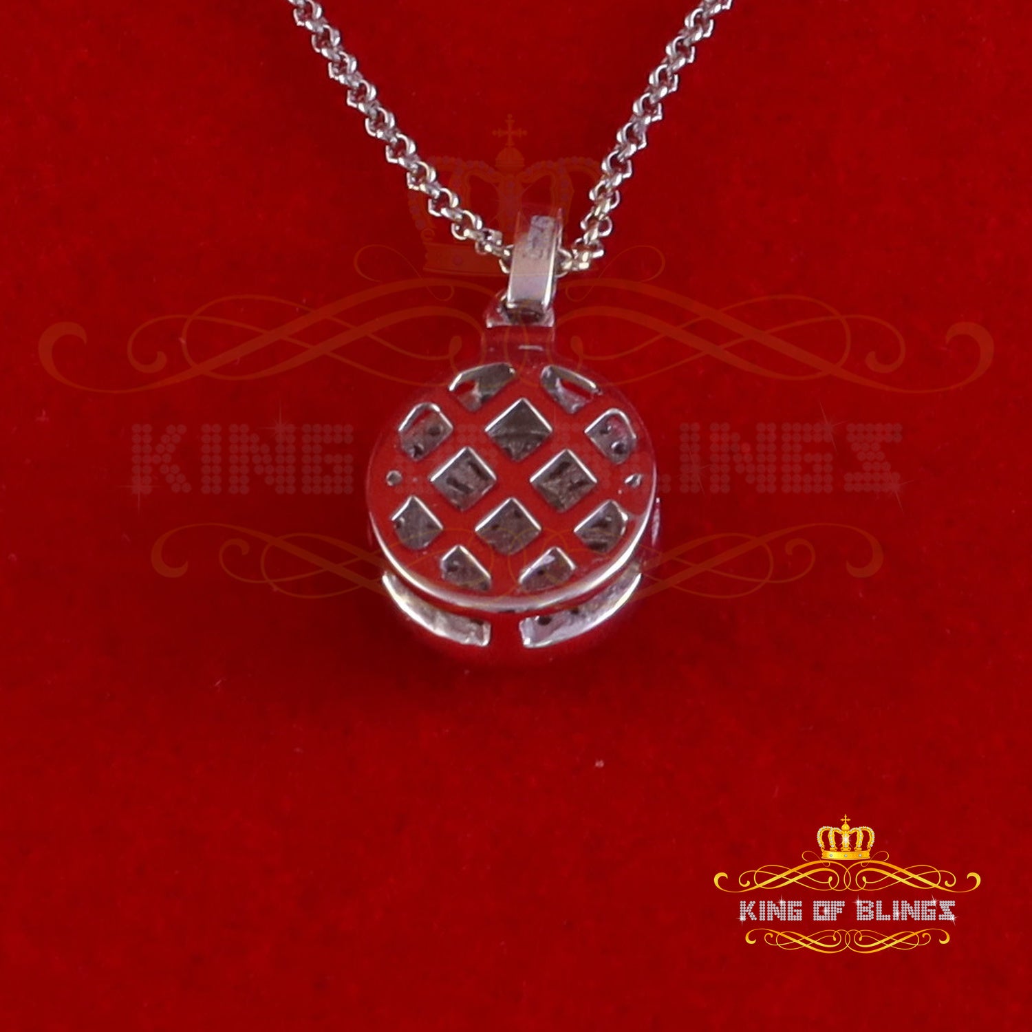 King Of Bling's 925 Sterling White Silver 1.00ct Baguettes Moissanite Oval Pendant for Women KING OF BLINGS