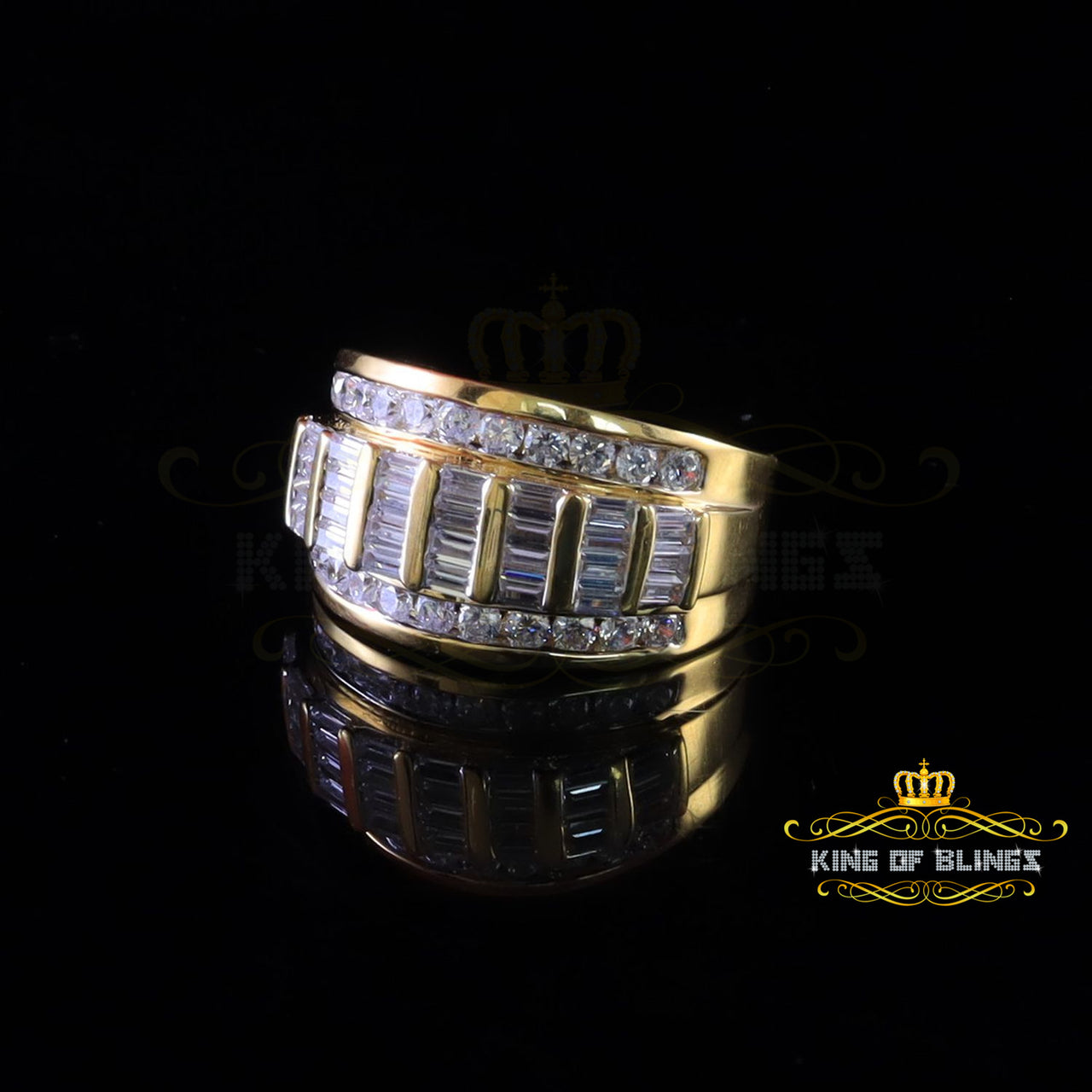 King Of Bling's 925 Sterling Yellow 5.80ct Cubic Zirconia Silver Bugget/Round Womens Ring size 8