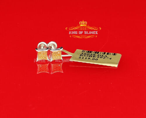 King Of Bling's 0.05ct Diamond 925 Sterling Silver White Stud Women's/ Men's Kite Shape Earrings KING OF BLINGS