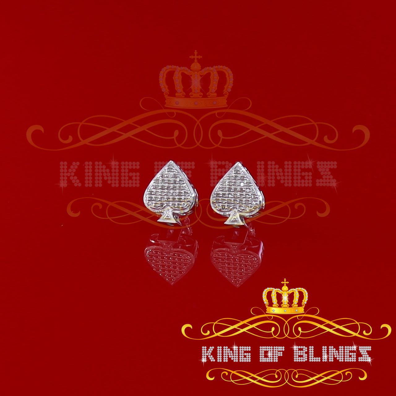 King Of Bling's 925 Sterling Silver White 0.15ct Diamond For Women's / Men's Stud Heart Earring