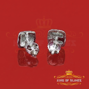 King Of Bling's 0.05ct Diamond Square Earrings For Women White 925 Sterling Silver Stud For Men KING OF BLINGS