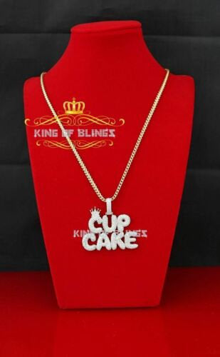 Create Your Own Custom Design in 925 Sterling Silver 2.00inch Crown CUPCAKE Pendant Cubic Zirconia KING OF BLINGS