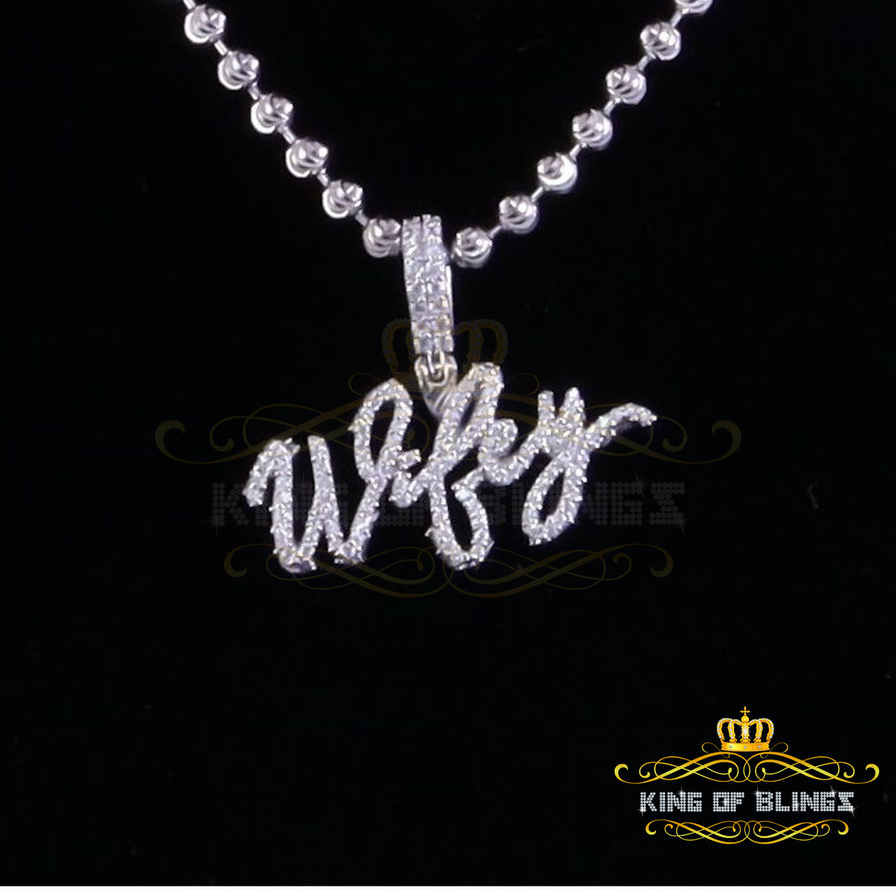 King Of Bling's 925 Sterling Silver White "WIFEY" Pendant 1.60ct Cubic Zirconia for Men/Women