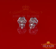 King of Blings- 925 White Silver Sterling 2.06ct Cubic Zirconia Hip Hop Floral Women's Earrings KING OF BLINGS