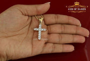 King of Bling's Yellow Sterling Silver Cross Pendant with 4.40ct Cubic Zirconia KING OF BLINGS