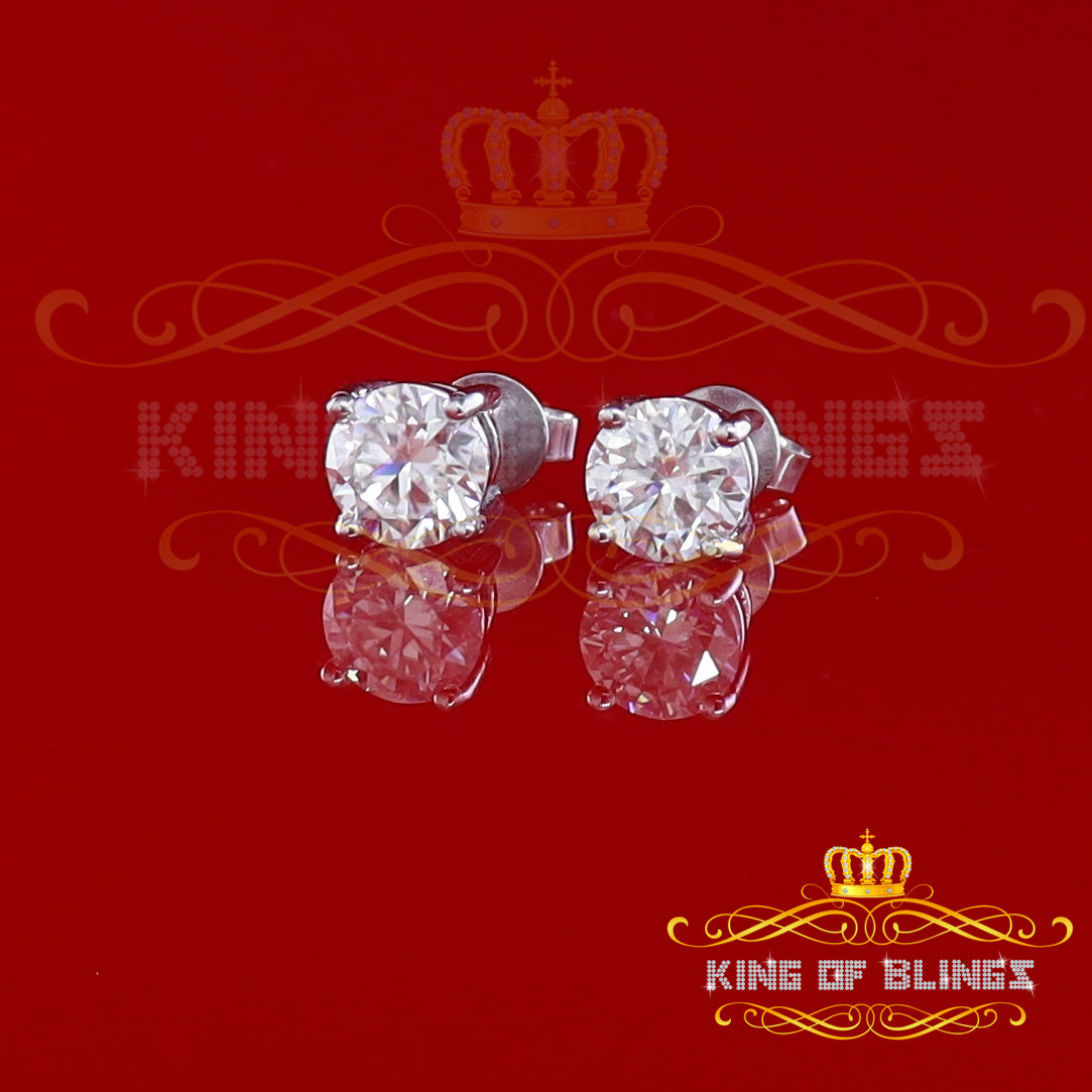 King Of Bling's 10k Real White Gold with 2.50ct Round VVS 'D' Color Moissanite Stud Earrings