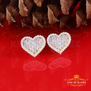 King  of Bling's 925 Yellow Silver 1.00ct VVS 'D' Moissanite Heart Stud Earring Men's/Womens King of Blings