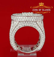 925 White Silver Cubic Zirconia 25.00ct Rapper Luxury Big Round Rings Men's Size12 KING OF BLINGS