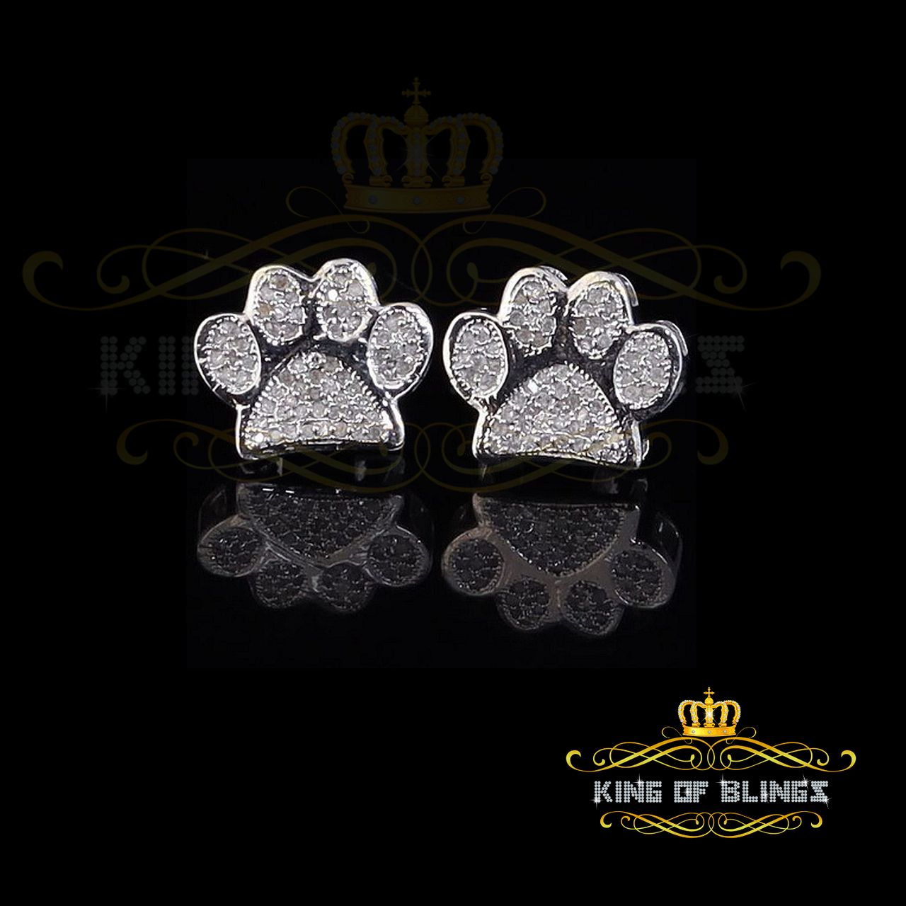 King Of Bling's 925 White 0.25ct Diamond Hip Hop Men's & Women's Stud Earring Sterling Silver
