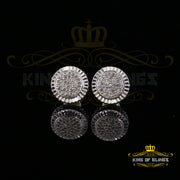 Women's 925 White Sterling Silver 0.15ct Diamond Men's Round-Shape Stud Earrings KING OF BLINGS