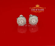 King of Blings- 925 White Silver Hip Hops 0.83ct Cubic Zirconia Women's & Men's Round Earrings KING OF BLINGS