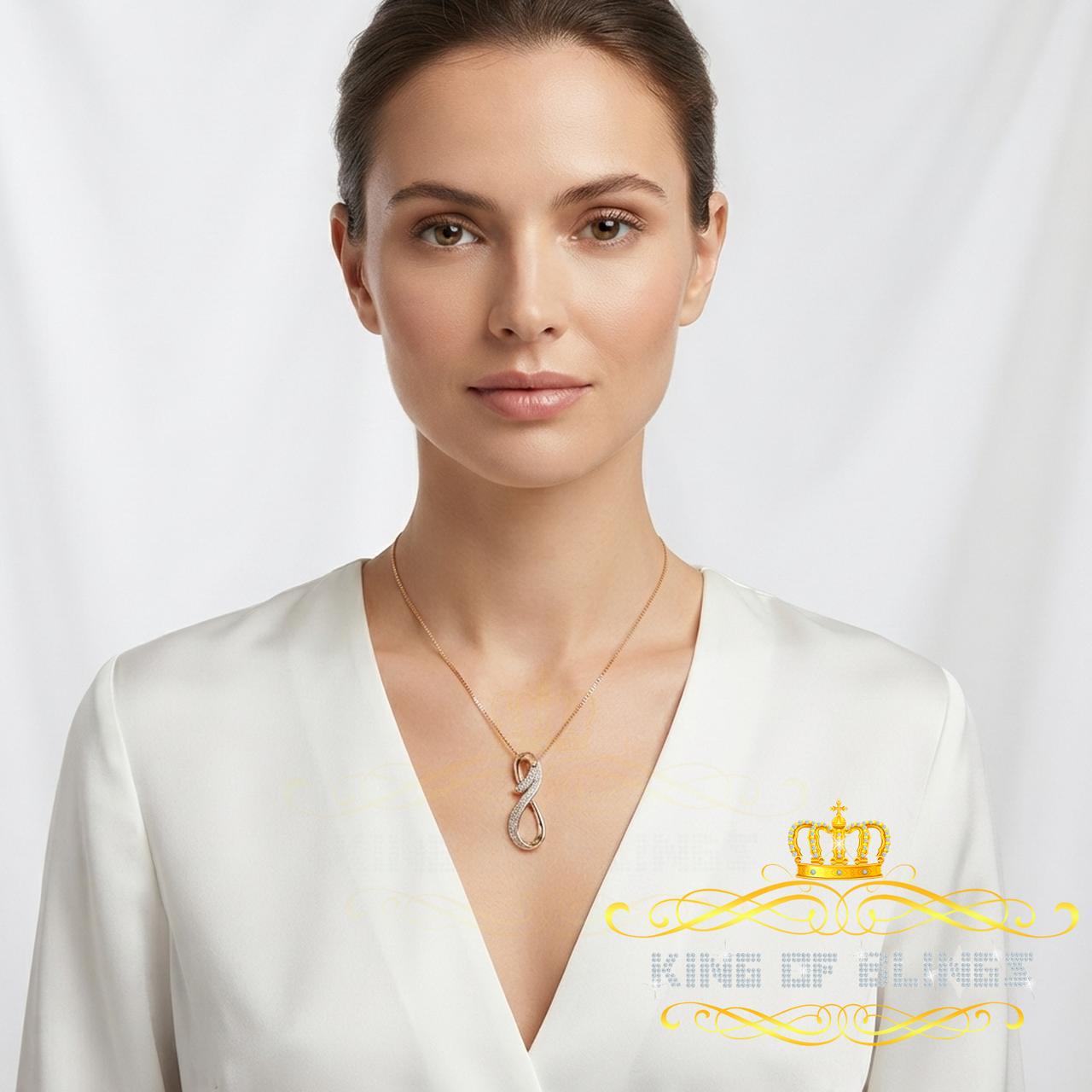 King Of Bling's Real 0.10ct Diamond 925 Sterling Silver Fashion Charm Necklace Yellow Pendant KING OF BLINGS