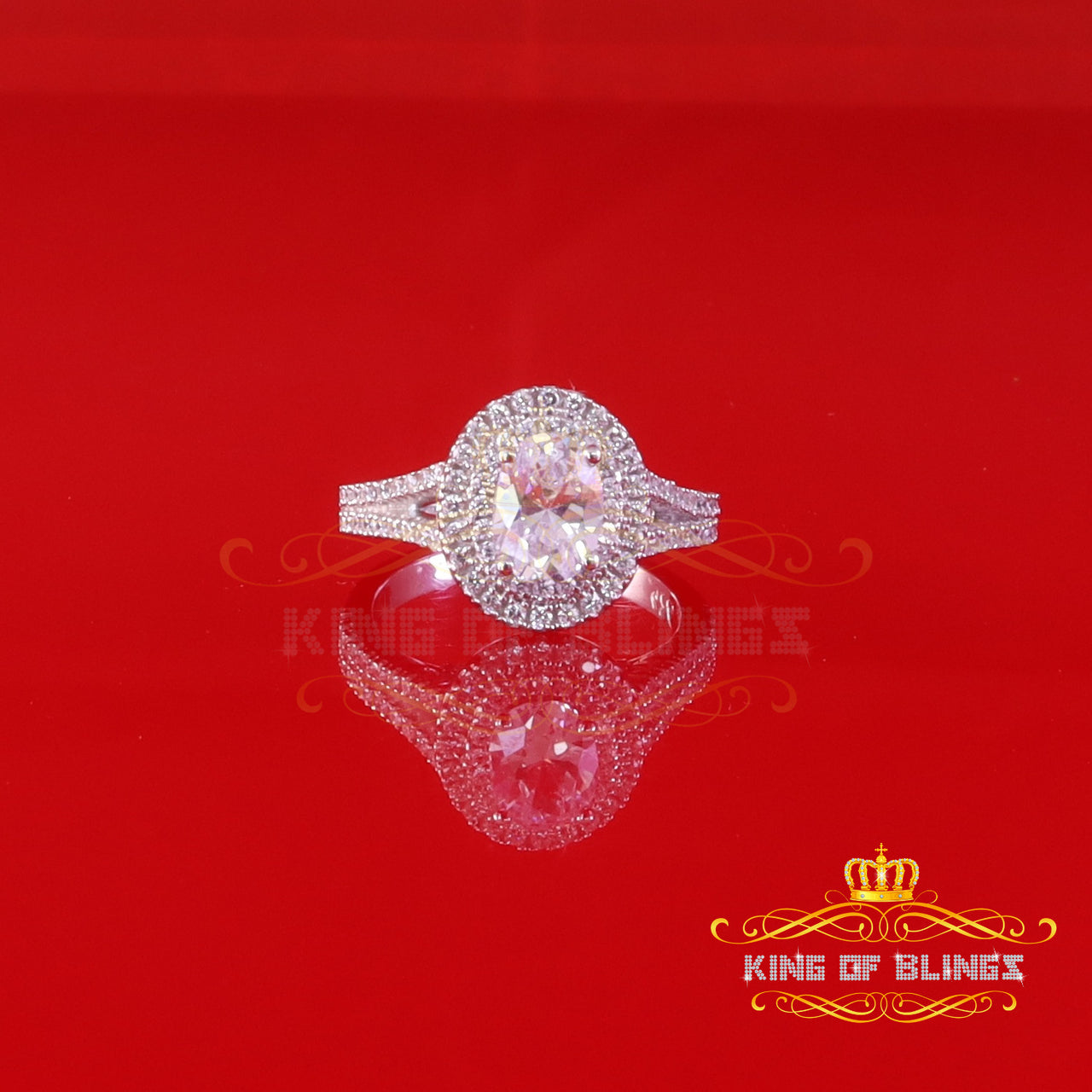 King Of Bling's3.00 ct Cubic Zirconia White 925 Sterling Silver Women Engagement Ring Size 7