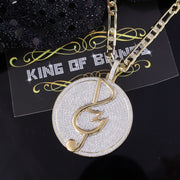 King Of Bling's Yellow 925 Sterling Silver Circle Music Sign Pendant with 3.74ct Cubic Zirconia KING OF BLINGS