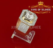 King Of Bling's Yellow Silver 7.10ct Cubic Zirconia Square Men's Adjustable Ring From SZ 9 to 11 KING OF BLINGS