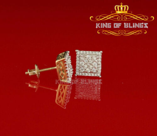 King of Blings- Aretes Para Hombre 925 White Silver 0.96ct Cubic Zirconia Square Women Earring KING OF BLINGS