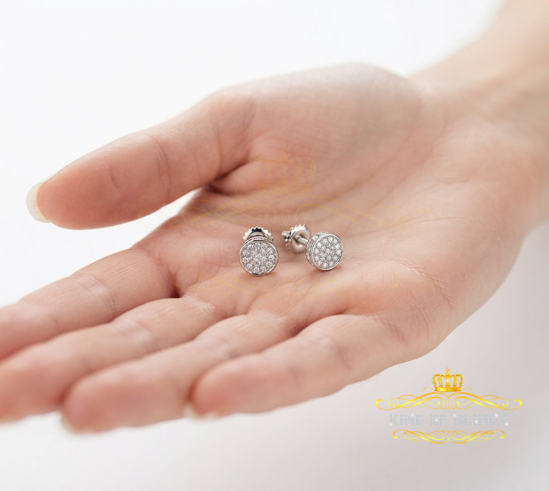 King Of Bling's 925 Sterling Silver 0.10ct Diamond For Women's & Men's White Stud Round Earring KING OF BLINGS