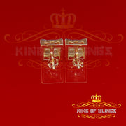 King of Bling's 925 Silver Yellow Elegant Square Screw Back 0.99ct Cubic Zirconia Women Earrings KING OF BLINGS