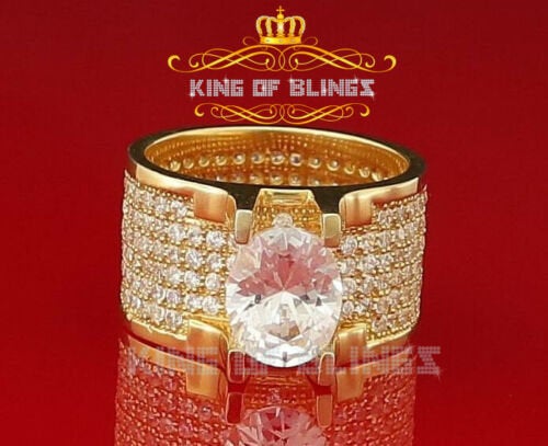 King Of Bling's Sterling Yellow Silver Oval Cut Cubic Zirconia 10.50ct Womens Ring Size 8.50 KING OF BLINGS