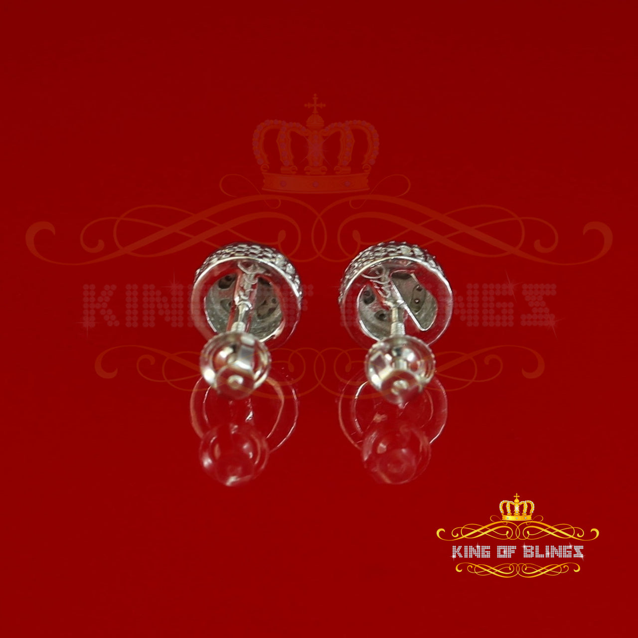 0.10ct Diamond 925 Sterling Silver White Round Earrings For Men's / Women's KING OF BLINGS