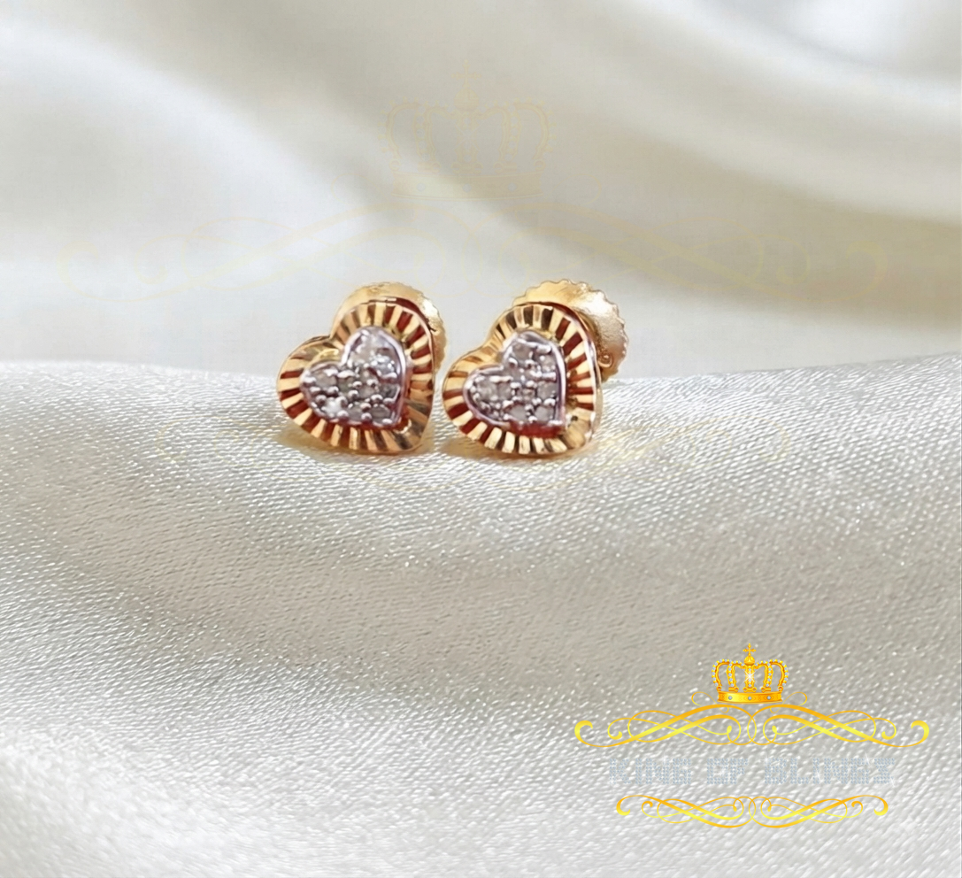 King of Blings-Aretes Para Hombre Heart 925 Yellow Silver 0.05ct Diamond Women & Men Earring KING OF BLINGS