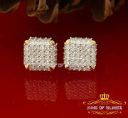 King of Bling's 1.95ct Cubic Zirconia 925 Yellow Silver Women & Men Hip Hop Square Earrings KING OF BLINGS
