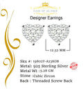 King of Bling's Aretes Para Hombre 925 Yellow Silver 2.68ct Cubic Zirconia Heart Women's Earring KING OF BLINGS