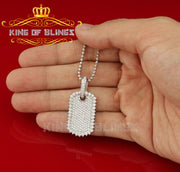 Special White 925 Sterling Silver Dog Tag Shape Pendant 3.93ct Cubic Zirconia KING OF BLINGS