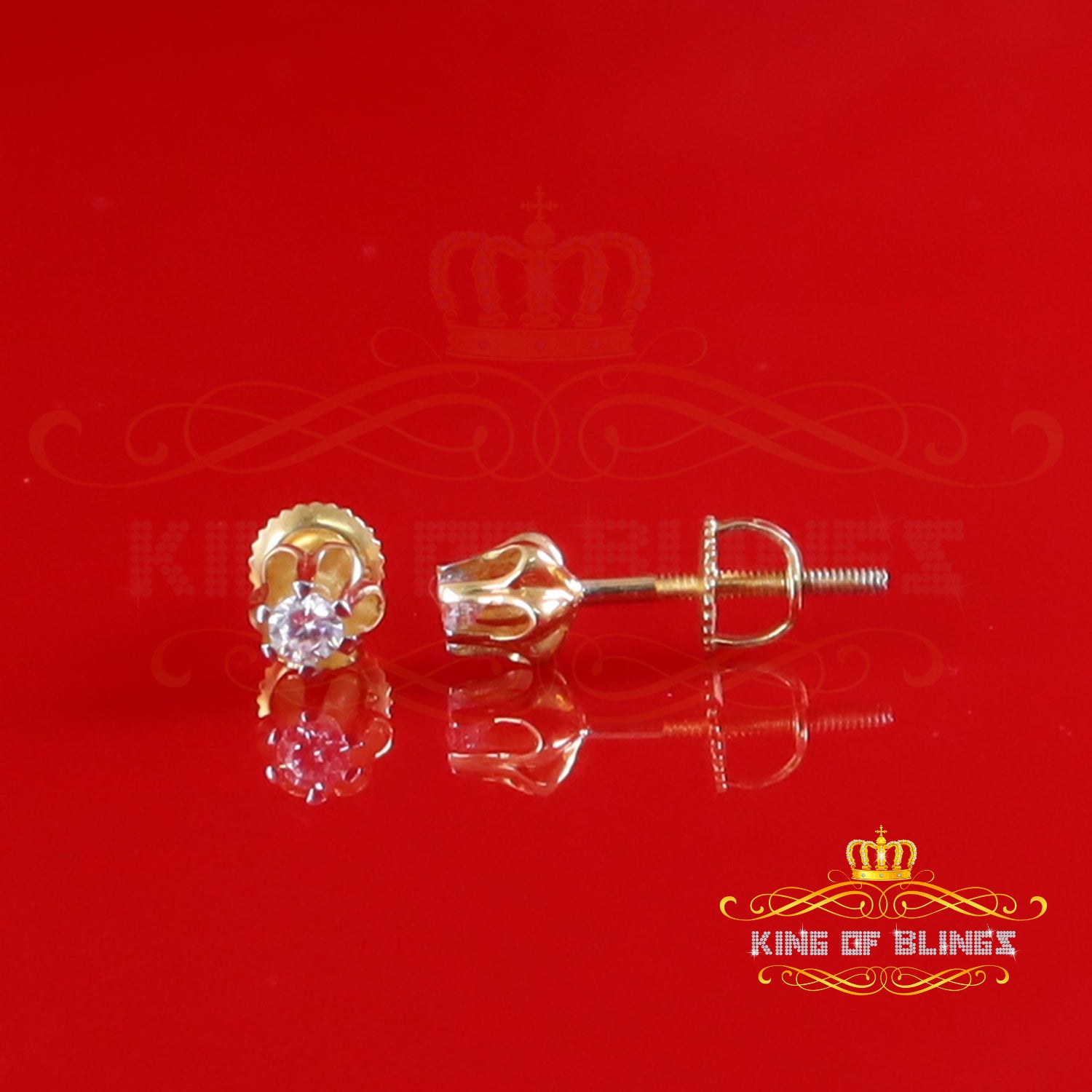 King of Bling's 925 Silver Cubic Zirconia Yellow Round Shape Buttercup Stud Earings Women 0.10ct KING OF BLINGS
