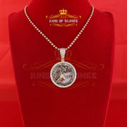 King Of Bling's Men's VVS ' IF'D' Moissanite 5.00CT Silver MEDUSA '1.50 'Circle Yellow Pendant KING OF BLINGS