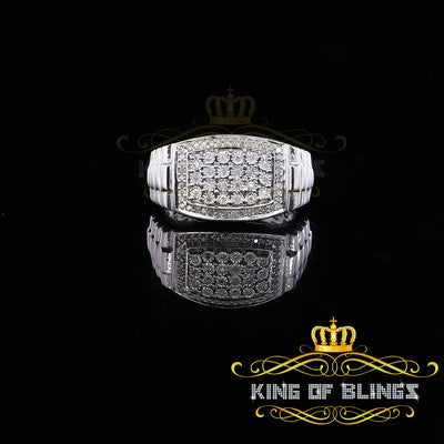 0.25 CT Real Diamond 925 Sterling White Silver With Fashion Men's Ring Size 10