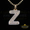 Yellow Bugutte Initial All Alphabet Sterling Silver Pendant with Cubic Zirconia KING OF BLINGS