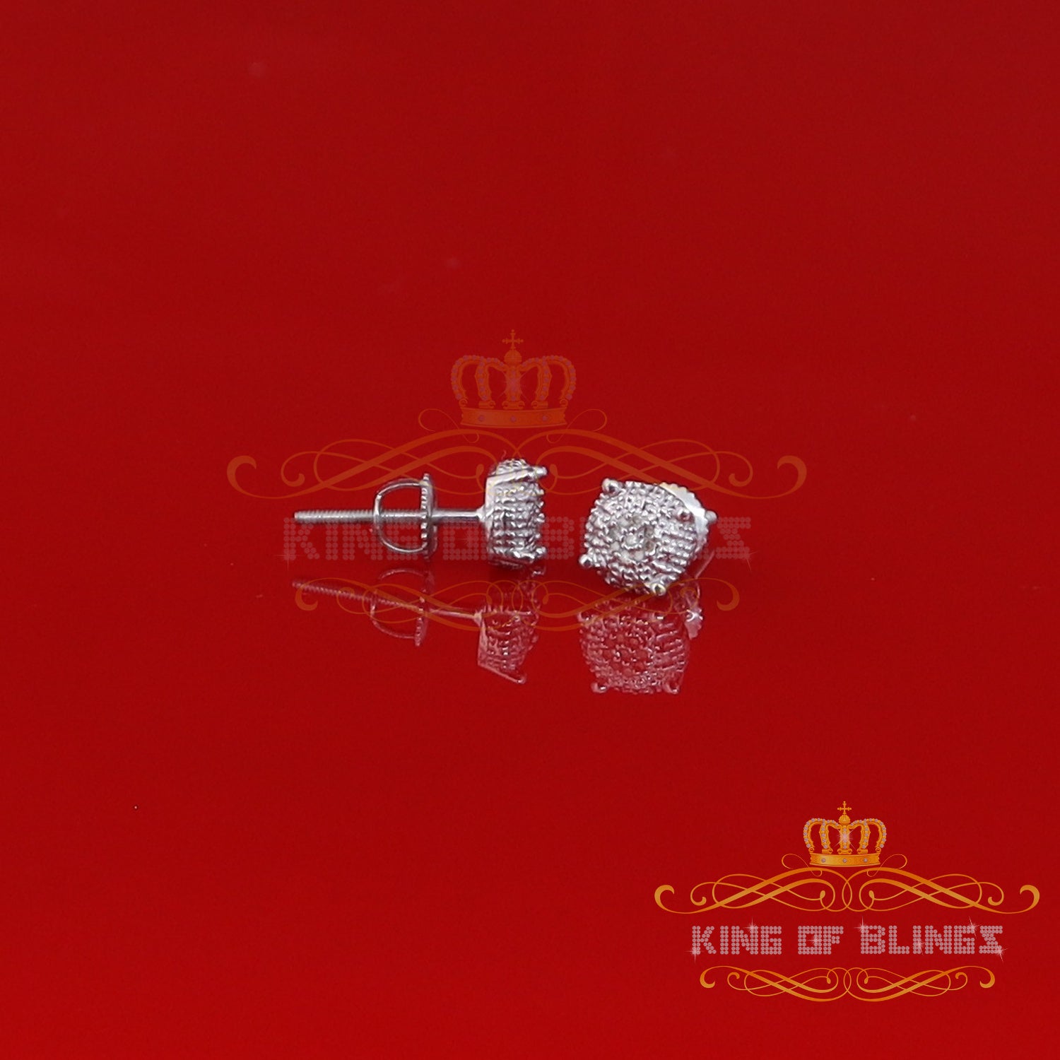 King Of Bling's 0.05ct Real Diamond 925 Sterling Silver White For Men's & Women's Round Earring KING OF BLINGS
