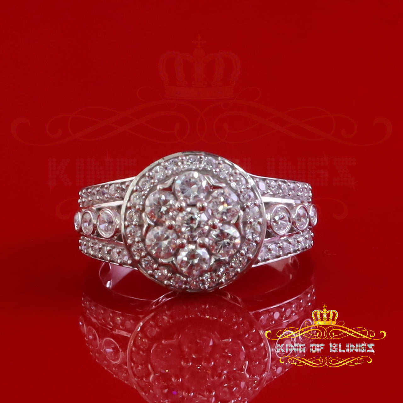 King Of Bling'sSterling White Silver Round 2.10ct Cubic Zirconia Wedding Womens Ring Size 6.5