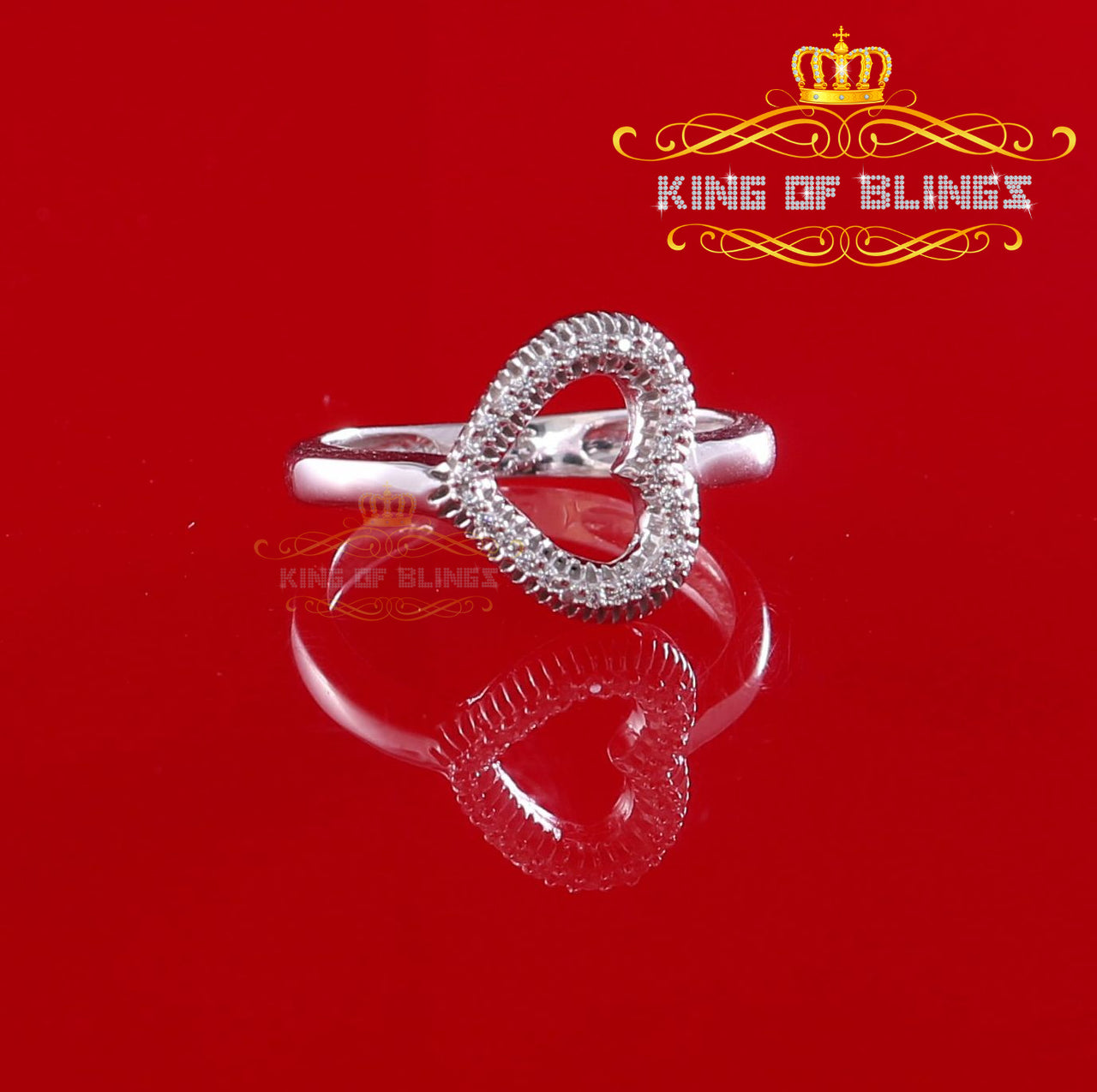 King Of Bling's925 Sterling White Silver 0.22ct Cubic Zirconia Promise Heart Womens Ring Size 7 KING OF BLINGS