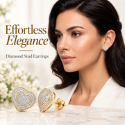 King Of Bling's Aretes Para Hombre Heart 925 Yellow Silver 0.33ct Diamond Women's Style Earrings KING OF BLINGS