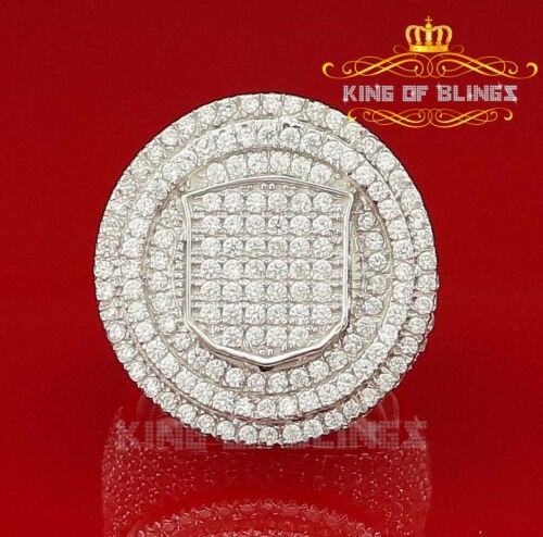 King Of Bling'sWhite Sterling Silver11.50ct Cubic Zirconia Men's Adjustable Ring From SZ 9 to11 KING OF BLINGS
