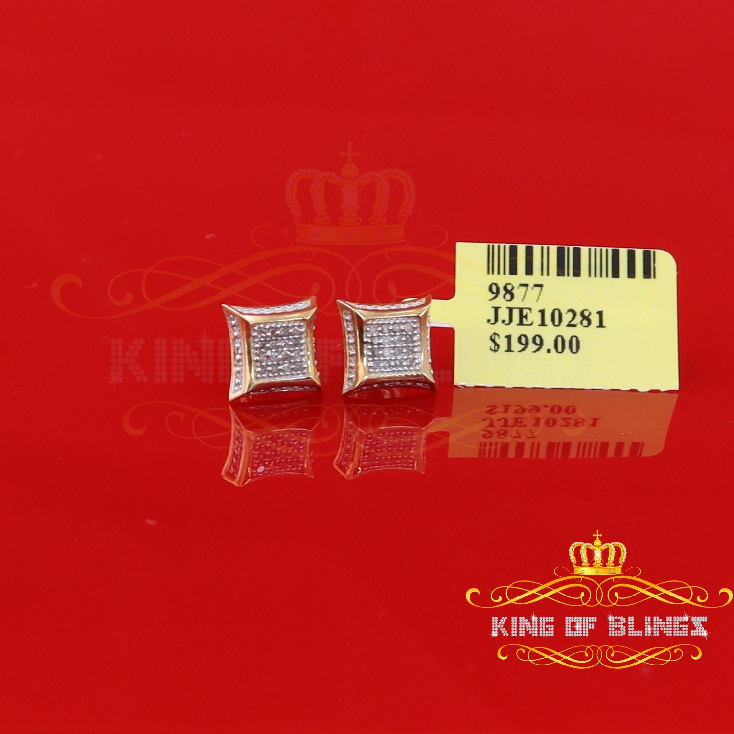 King of Blings-925 Sterling Silver 0.10ct Diamond Small For Women's & Men's Yellow Kite Earring KING OF BLINGS