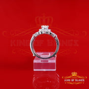 King of Bling's Womens 925 Silver White 1.66ct VVS 'D' Pear Shape Moissanite Ring Guard Size 10 King of Blings
