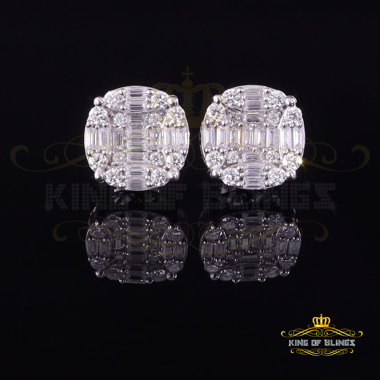 King of Bling's 925 Silver White 2.00ct VVS 'D' Moissanite Round Earrings Men's/Womens KING OF BLINGS