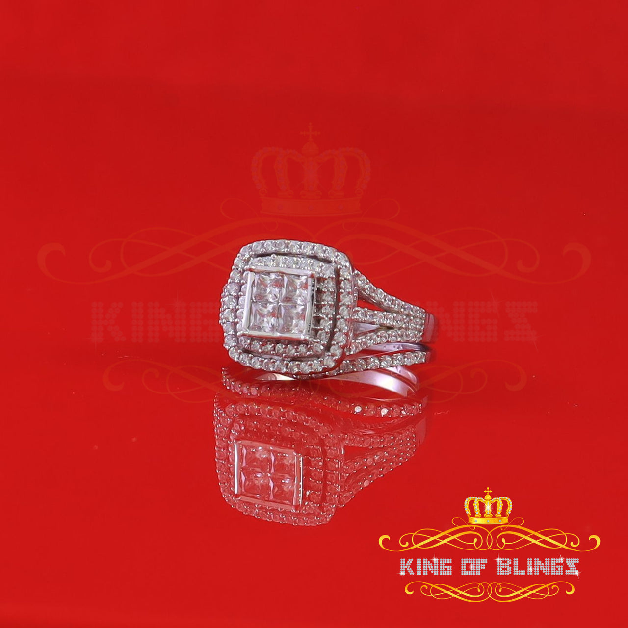 King Of Bling's4.00ct Cubic Zirconia Sterling White Silver Round Engagement Women's Ring Size 8