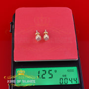 King of Blings-925 Sterling Silver Yellow 0.05ct Diamond For Women's & Men's Stud Heart Earring KING OF BLINGS