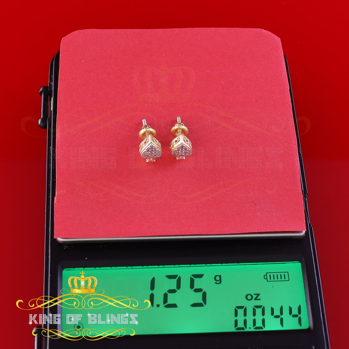 King of Blings-925 Sterling Silver Yellow 0.05ct Diamond For Women's & Men's Stud Heart Earring KING OF BLINGS