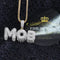 DRIPPING ''MOB" Shape Yellow 925 Sterling Silver Pendant 14.32ct Cubic Zirconia KING OF BLINGS