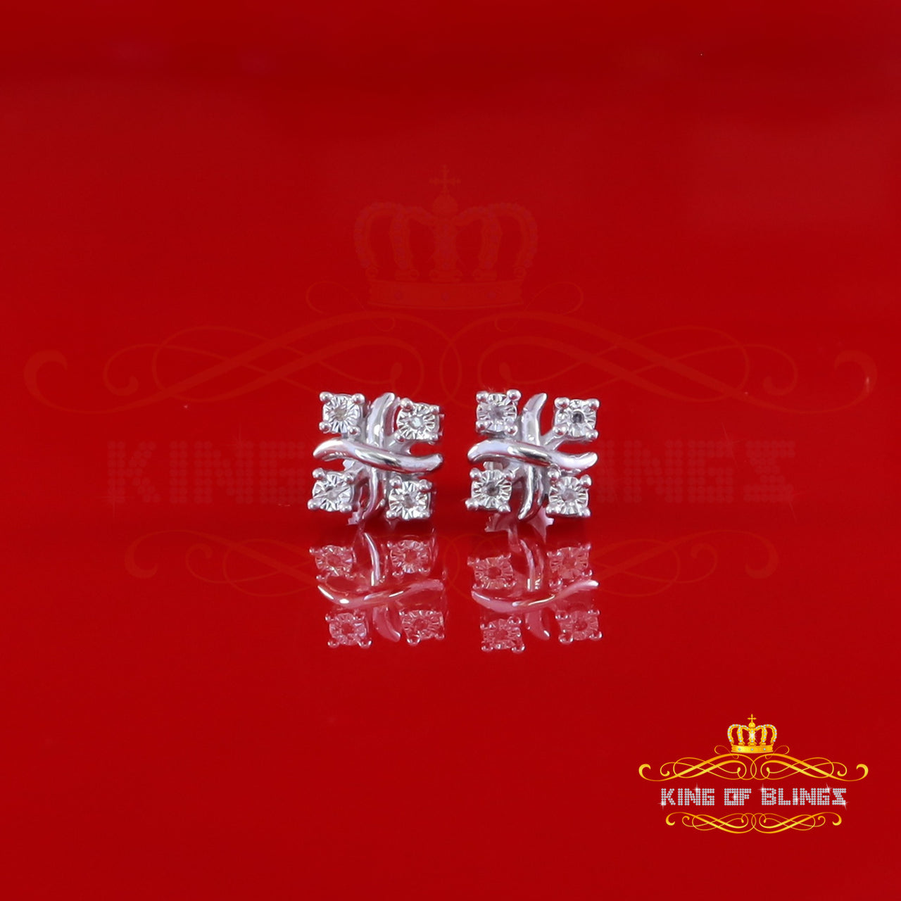 King Of Bling's Miracle Set 0.05ct Diamond 925 Silver White for Men's & Women Stud XOXO Earring