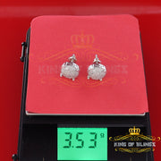 King Of Bling's 0.25ct Diamond 925 Sterling Silver White For Men & Women Stud Round Earrings KING OF BLINGS