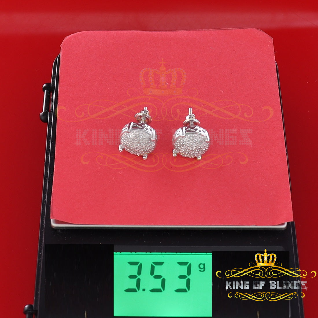 King Of Bling's 0.25ct Diamond 925 Sterling Silver White For Men & Women Stud Round Earrings KING OF BLINGS