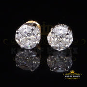 King of Bling's Yellow 1.43ct Sterling Silver Cubic Zirconia Round Earrings For Men's & Women's KING OF BLINGS
