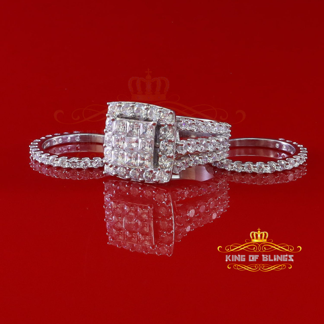 925 Sterling White Silver Round Cubic Zirconia Luxury Bridal Ring Size 7