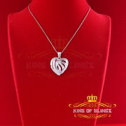 King Of Bling's Real 0.12CT Diamond HEART in 925 Sterling Silver White Charm Necklace Pendant KING OF BLINGS